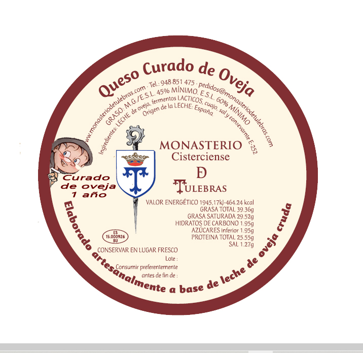QUESO CURADO DE OVEJA UN AÑO 900 gr. (aprox)