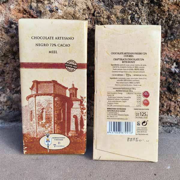 CHOCOLATE NEGRO 72% CON MIEL ARTESANO - Imagen 2
