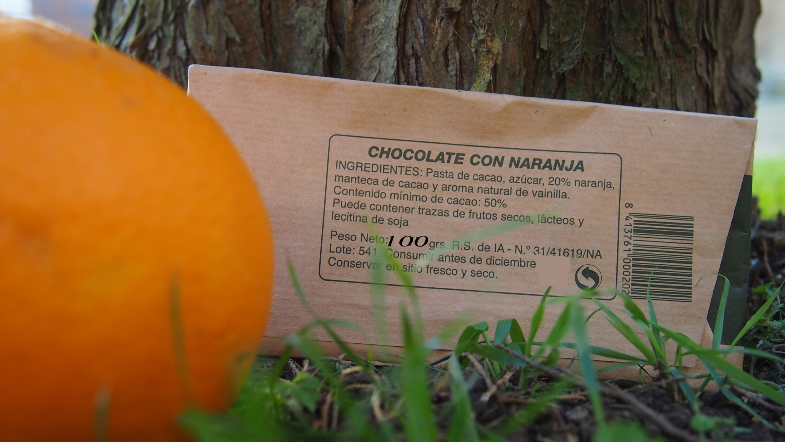 100 gr. CHOCOLATE ARTESANO NEGRO 70% CON NARANJA - Imagen 2